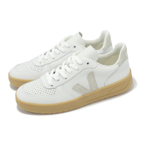 【VEJA】休閒鞋 V-10 Leather 女鞋 白 灰 膠底 皮革 經典 小白鞋(VX0203665A)