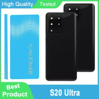 High Quality For Samsung S20 Ultra S20Ultra Battery Back Cover Door Housing Repair Parts + Ear Camera Glass Lens Frame
