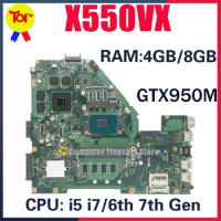 X550VXK Laptop Motherboard For ASUS X550VX X550VQ X550V W50V FH5900V A550V Mainboard GT940/2G GTX950/4G 8GRAM I5 I7 100% Working