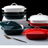 Piring Saji Ceramic baking tray with Cover / Tempat Piring keramik dengan tutup  tempat piring saji 