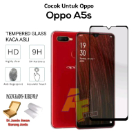 Antigores 9D untuk OPPO A5s Full Layar List Hitam 9D Tempered Glass Bening HD 9H Anti-fingerprint Ac