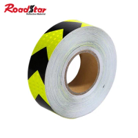 Roadstar Reflective Tape Fluorescent Yellow Black Arrow Reflective Safety Warning Tape for Car Sticker Decals RS-6490