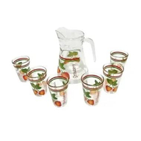 Kimglass Set Teko Kaca (1 Pitcher 1.3 L + 6 Gelas 220 mL)