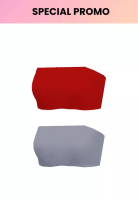 Kiss & Tell 2 Pack Premium Asher Strapless Non-Slip Ice Silk Bralette Top in Red and Grey