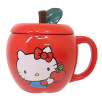 小禮堂 Hello Kitty 蘋果造型馬克杯附杯蓋 330ml (50週年系列)