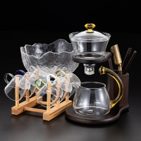 透明玻璃懶人茶杯套裝家用磁吸感應自動茶具功夫茶壺泡茶神器輕奢