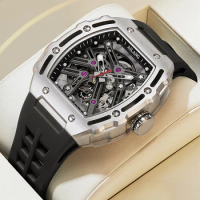 AILANG 2024 Casual Fashion Waterproof Men Skeleton Watch Top Brand Luxury Transparent Mechanical Watch Sports Watches Reloj 8098