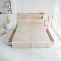 【藤原傢俬】白色戀人木芯板收納空間床組-雙抽5尺雙人(置物空間床架/床底+床頭+雙抽屜)