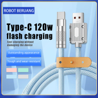 Robot Beruang Data Pengisian Cepat 120W USB Type-C Dengan Cahaya Untuk Android Kabel Data Charger MF