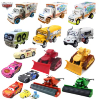 1:55 Disney Pixar Cars Metal Diecast Car Toy Lightning McQueen Dr. Damage Arvy Miss Fritter Matador Bulldozer Models Toys Gifts