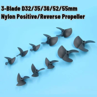 RC Boat 3-Blade Nylon Paddle Positive/Reverse Propeller D32/35/36/52/55mm Central Aperture 3/4/4.8mm Thread Pitch 1.4/1.9/80mm