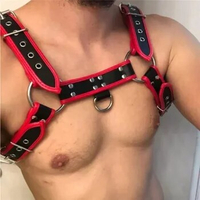Leather Fetish Gay BDSM Men Harness Belts Adjustable Sexual Gay Bondage Clothing Body Chest Harness Straps for Rave Party Stage