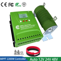 12V 24V 48V 2200W Hybrid MPPT Wind Solar Power Charge Controller 1200W AC DC Wind Turbine Generator Regulator Built in Bluetooth