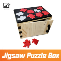 Escape Room Wooden Box Jigsaw Puzzle Chest Table Game Finish Jigsaws To Unlock Escapement Time Prop Real Life Adventure