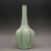 古玩瓷器宋官窯粉青釉膽瓶凈水花瓶 裂紋釉 古董陶仿古瓷器收藏品