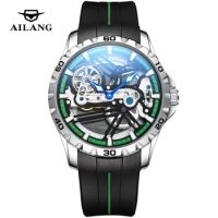 AILANG 2023 New Luxury Men's Skeleton Mechanical Watch Fashion Hollow Luminous Hands Waterproof Silicone Automatic Watch Mens