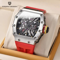 PAGANI DESIGN PD-1738 Men's Quartz Watches VH65 Movt Skeleton Dial 100M Waterproof Sport Rectangle Sapphire Glass Watch for Men
