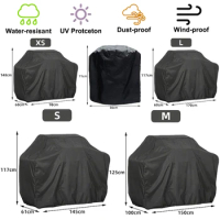 Waterproof BBQ Cover for Outdoor BBQ, Grill Cover, Rain Barbacoa, Anti Dust, Gas Charcoal Electric Barbeque Cover, Black