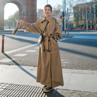 【巴黎精品】風衣外套長款大衣-寬鬆過膝韓版秋季女外套2色a1au15