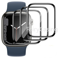Pelindung Skrin Untuk Jam Tangan Apple Ultra 2 siri 9 8 7 45mm 41mm Aksesori Kaca Lembut 9D HD Filem
