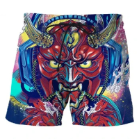 Summer Fashion 3D Print Samurai Mask Shorts Men's Funny Personality Hip-hop Street Short Pants Ropa De Hombre Swimming Trunks