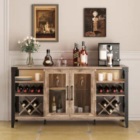 Wine Bar Cabinet for Liquor and Glasses, Farmhouse Coffee Bar Cabinet, Liquor Cabinet Bar for Home Living Room Dining Room