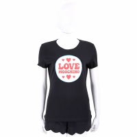 LOVE MOSCHINO 波普字母印花黑色短袖TEE T恤