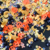 50g Halloween Moon Pumpkin Slices mixed Rhinestone Polymer Hot Clay Sprinkles for Crafts DIY Nail Art Decoration Slimes Filling