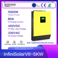 5000W Hybrid Solar Inverter Pure Sine Wave 48V 230VAC MPPT 80A Solar Charge Controller 450VDC PV Input