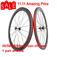700C Bicycle Carbon Wheels 38mm 50mm 60mm 88mm Tlincher or Tubular Carbon Wheels R13 Hub R36 Hub