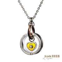 J code真愛密碼金飾-愛情擁抱 純金+白鋼女項鍊