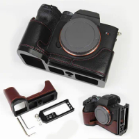 Genuine Real Leather Camera Half Case Grip L Bracket for SONY A7R Mark IV/A7R4/A9 Mark II/A92