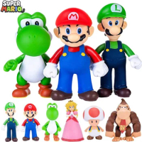 6pcs/set Super Mario Bros Cartoon Dolls Model Anime Figures Mario Creative Collectible Model Toys for kids Christmas Gift