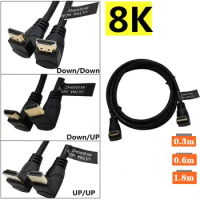 HDMI Compatible 4K120HZ/8K60HZ/7680X43202.1 Version Upper And Lower Elbow 90 Degree Ultra High Definition Connection Cable