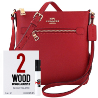 COACH 紅色防刮皮革斜背包+WOOD DSQUARED2 品牌經典隨身小香水