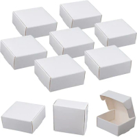 20/50PCS Folding Square Kraft Gift Box Black White Brown Handmade Boxes for Jewelry Christmas Party Favors Small Business