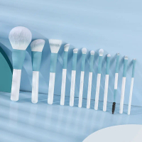 Makeup Brush Set 12PCS Blue Concealer Brush Blush Powder Brush Eye Shadow Highlighter Foundation Bru