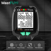 MASTFUYI FY1881 Socket Tester Voltage Test Digital Outlet Socket Detect US/UK/EU Plug Ground Zero Line Plug Polarity Phase Check