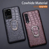 Luxury Classic Magnetic Genuine Leather Cover Case for Samsung Galaxy S22 Ultra S21 S20 Ultra Plus S21FE S20FE Shockproof Fundas