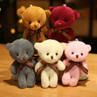 12Pcs/Lot Soft Stuffed Bear Plush Toys Mini Teddy Bear Dolls Toy Small Gift for Party Wedding Keychain Bag Pendant Teddy Doll