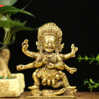 純銅六臂瑪哈嘎拉佛像大黑天財神佛像尼泊爾密宗擺件西藏家居飾品