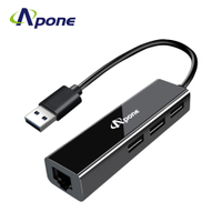 【Apone】USB3.0轉RJ45+USB3孔HUB集線器【三井3C】