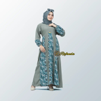 Gamis Wanita Crinkle Zipper Fit Dress Motif Muslim Terbaru Kekinian Baju Gamis - Siren Rafanda