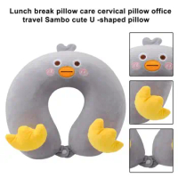 Cartoon U-shaped Pillow Ergonomic Cartoon U-shape Neck Pillow Memory Foam Support for Travel Office Students