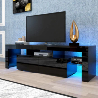 63 in LED TV Stand Cabinet Modern 20 Color Lights with Storage Drawer Living Room Entertainment Center Console Table