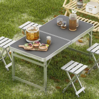 Aluminum alloy folding table, outdoor folding table, stall layout, push folding table, simple outdoor dining table