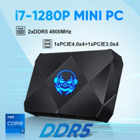 China Mini PC 12th Intel i7 1280P Mini Desktop Computer 2 x SODIMM 4800MHZ DDR5 M.2 2280 PCIE 4.0 SSD Win11 Pro AX WiFi 6 Bt5.2