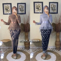 SETELAN KEBAYA PITA AURORA TILLE MIX ROK PLISKET BATIK DEWASA / BAJU KEBAYA WANITA MUSLIM MODERN / S