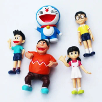 5Pcs/Lot Anime Cartoon Figures Nobita Sizuka Takeshi PVC Figure Toys 5-7cm Mini Model Doll for Children