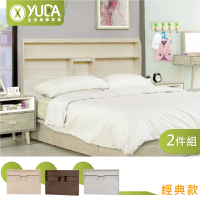 YUDA 生活美學 日式鄉村風2件組 雙人5尺【經典款】10CM薄型床頭+床底 床架組/床底組(附床頭插座/無門)